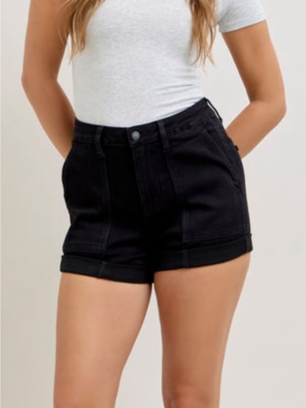 Judy Blue Black High-Rise Cuffed Jean Shorts - Weekender Aura